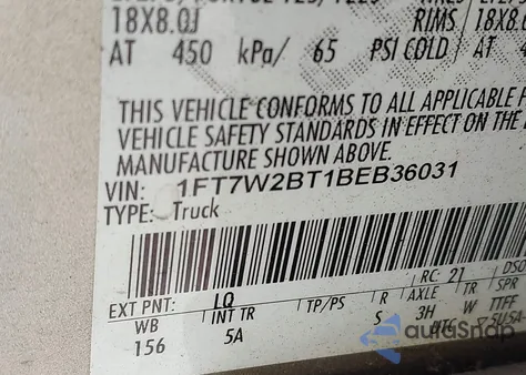 2011 Ford F-250 Lariat z USA, uszkodzony, nr VIN 1FT7W2BT1BEB36031